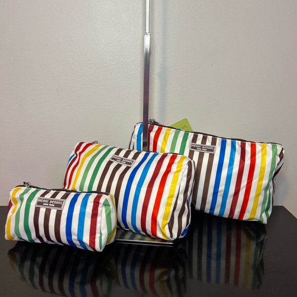 henri bendel Handbags - Henri Bendel Rainbow Stripe Cosmetic Bag Set (3 pc) - Collectible & Rare!